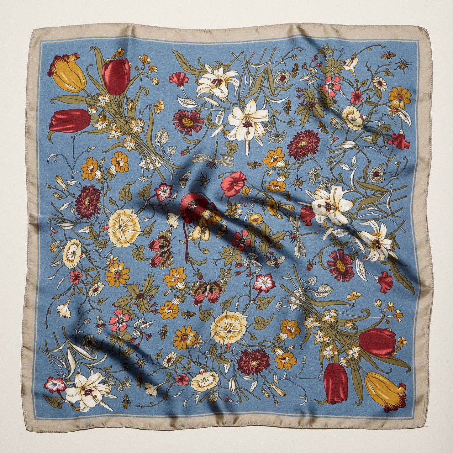 Elegant Garden Satin Neck & Hair Scarf