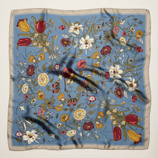 Elegant Garden Satin Neck & Hair Scarf