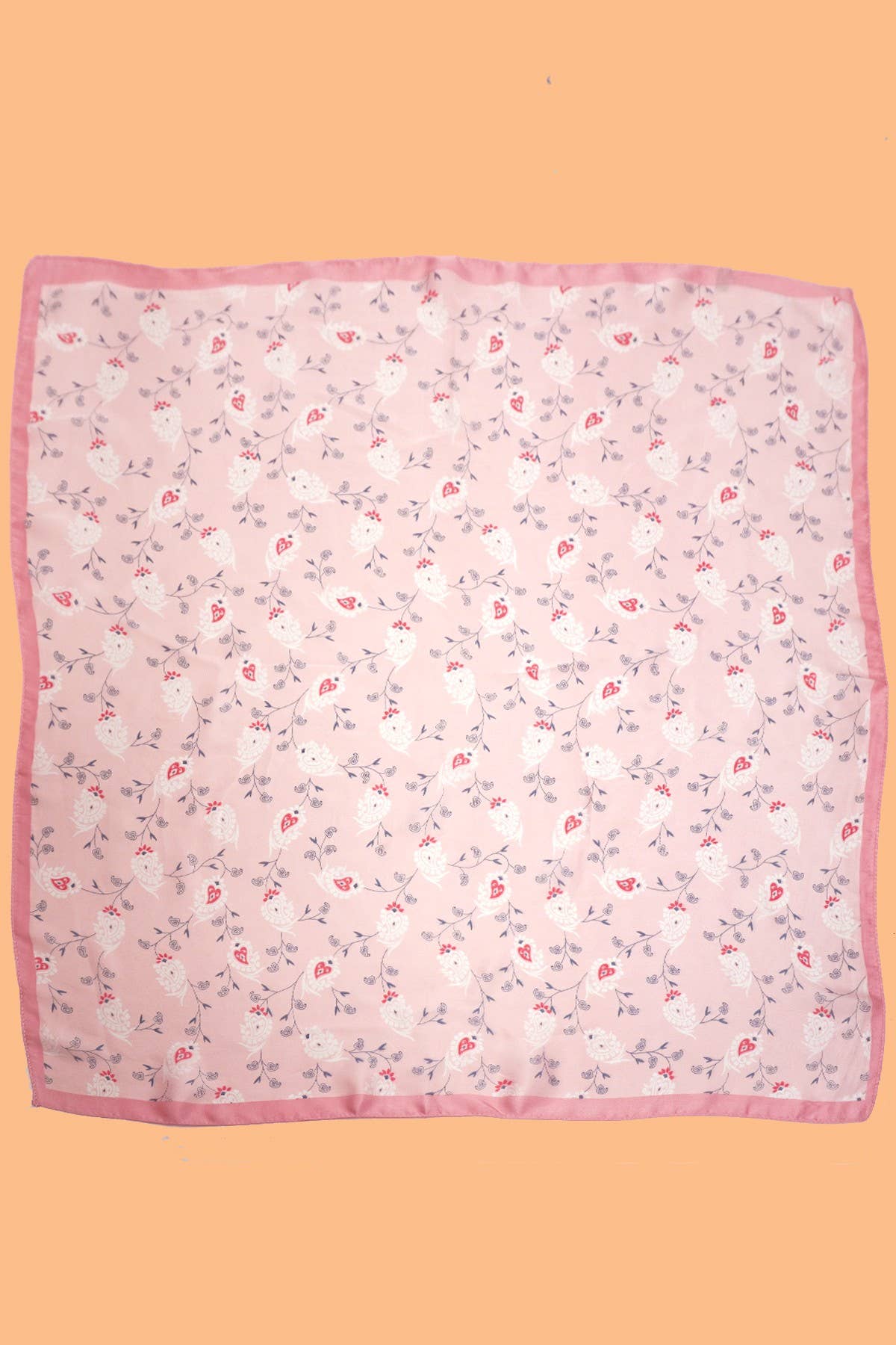 Flower Print Silky Bandana Scarf