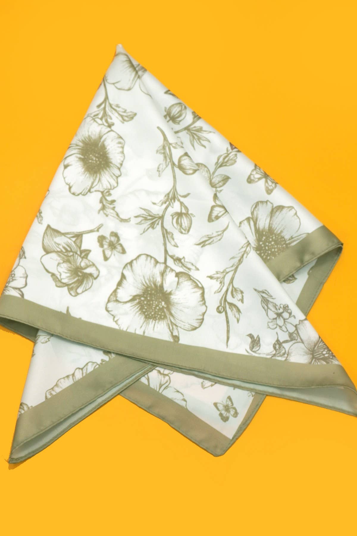 Petite Flower Print Silky Bandana Scarf