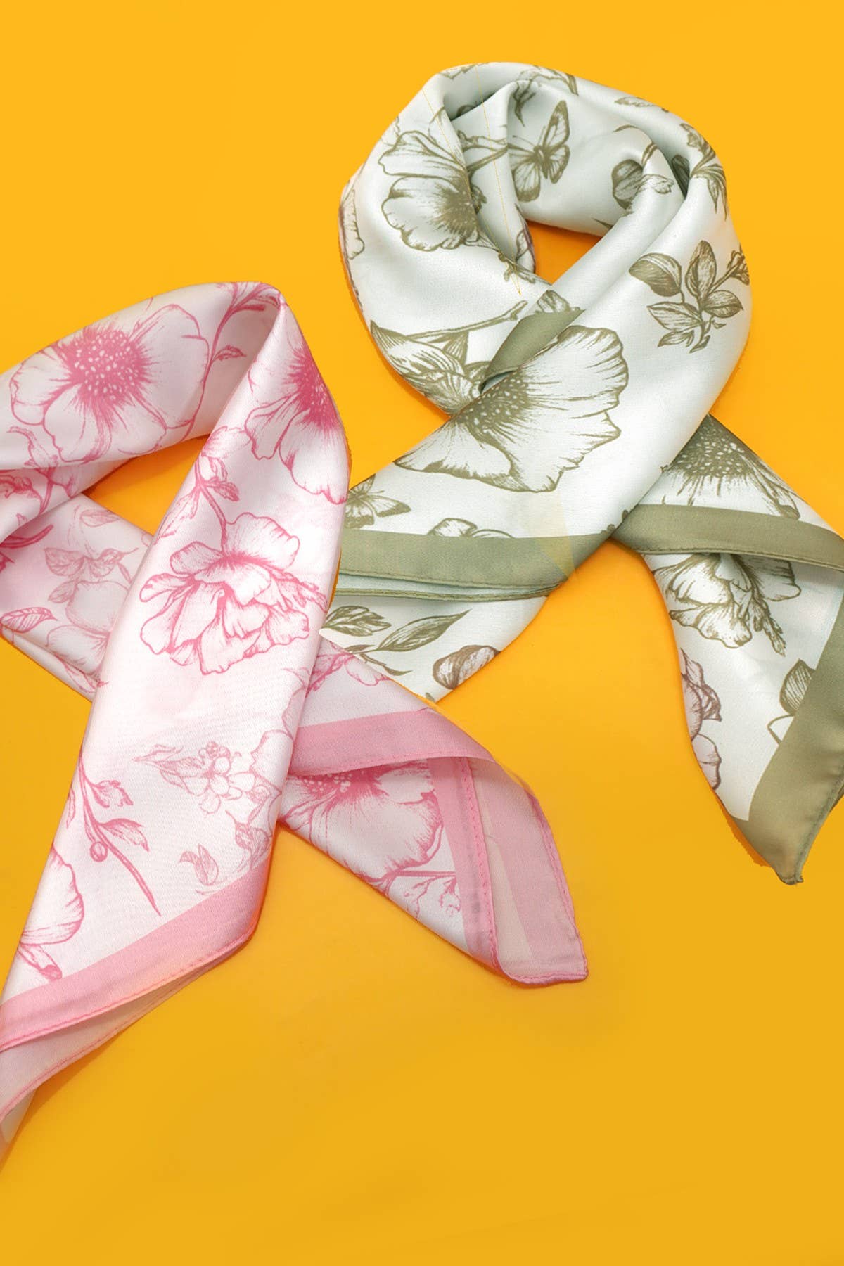 Petite Flower Print Silky Bandana Scarf