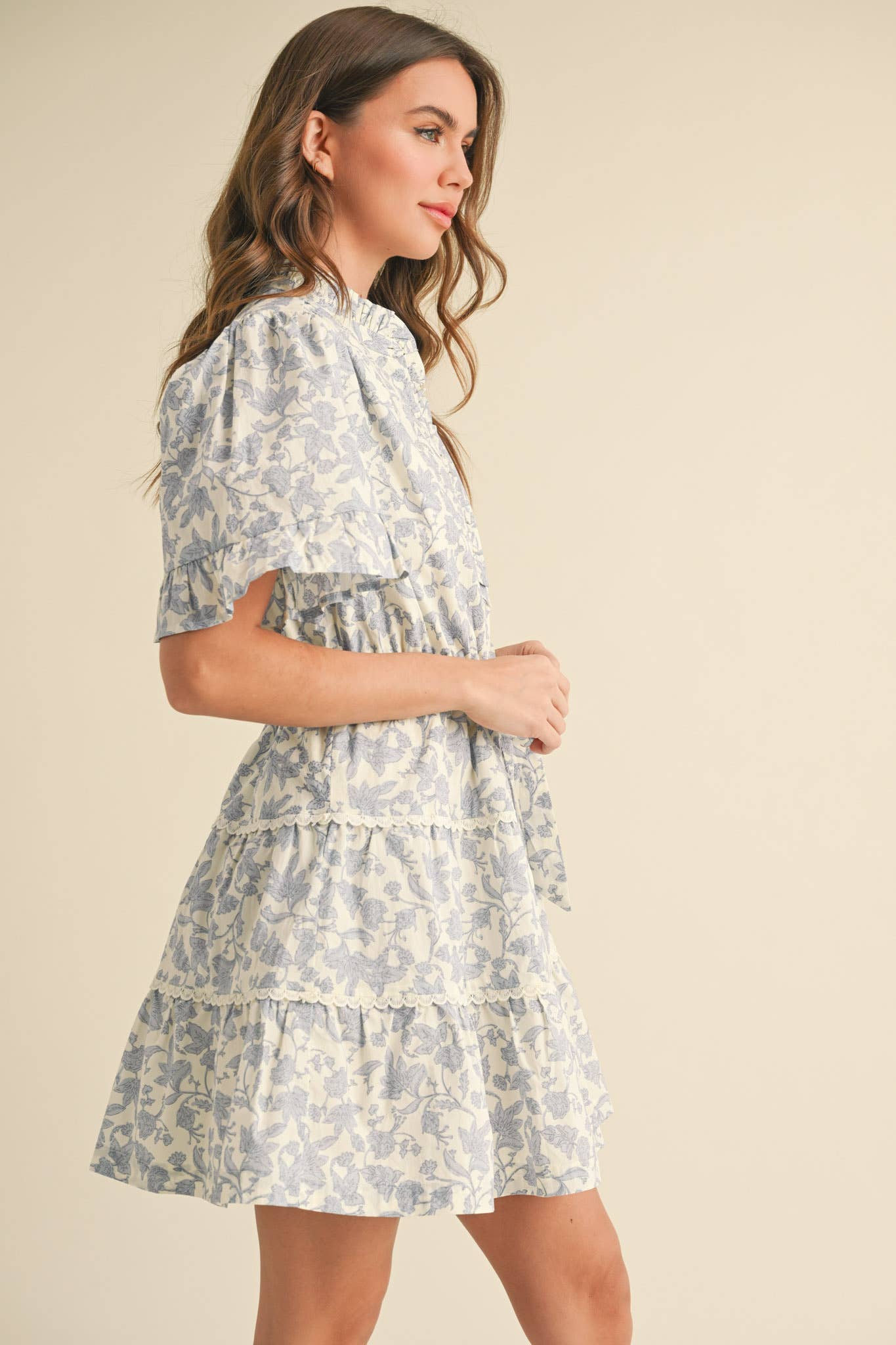Flirty Ruffled Floral Button Down Mini Dress
