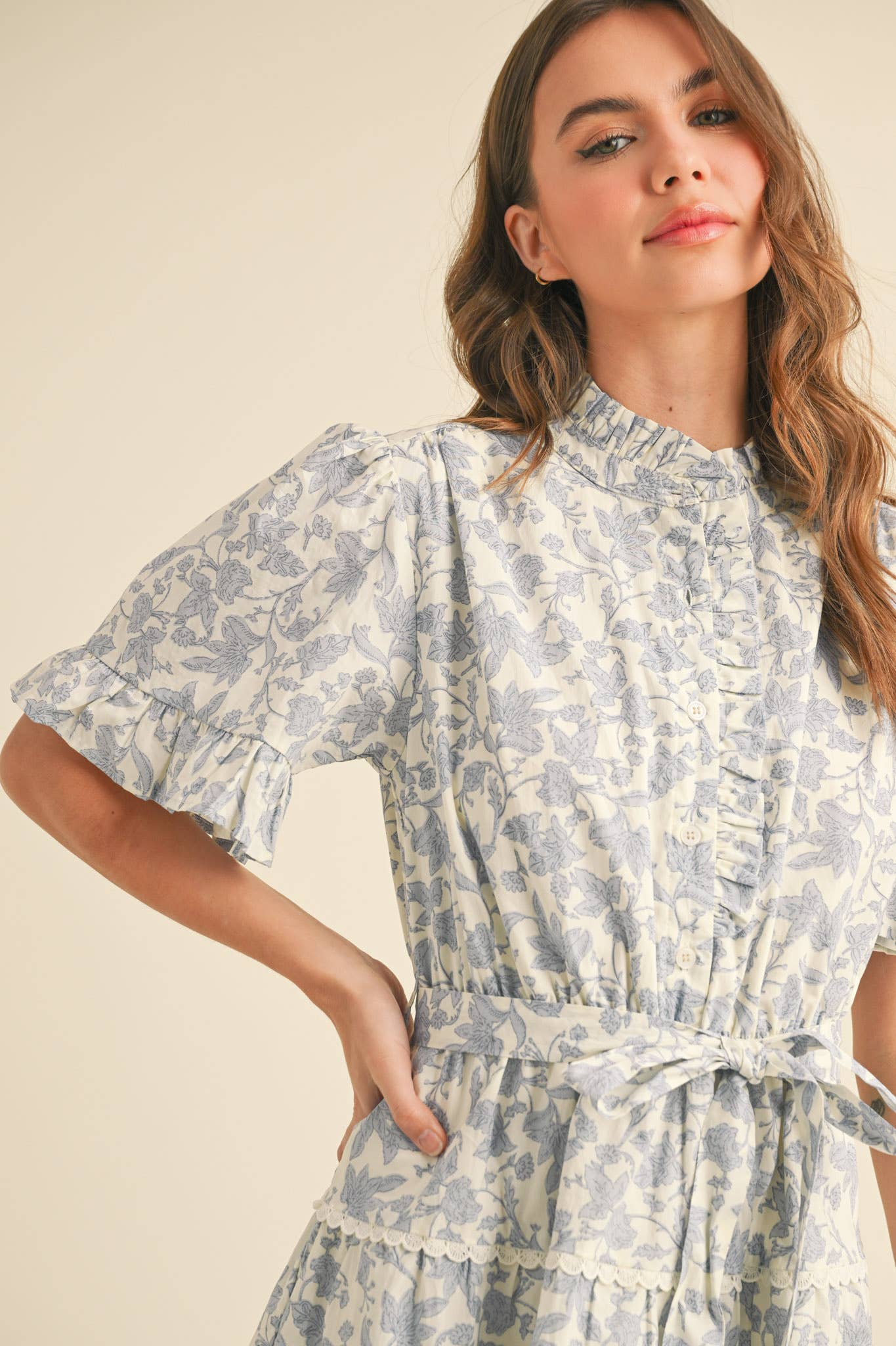 Flirty Ruffled Floral Button Down Mini Dress