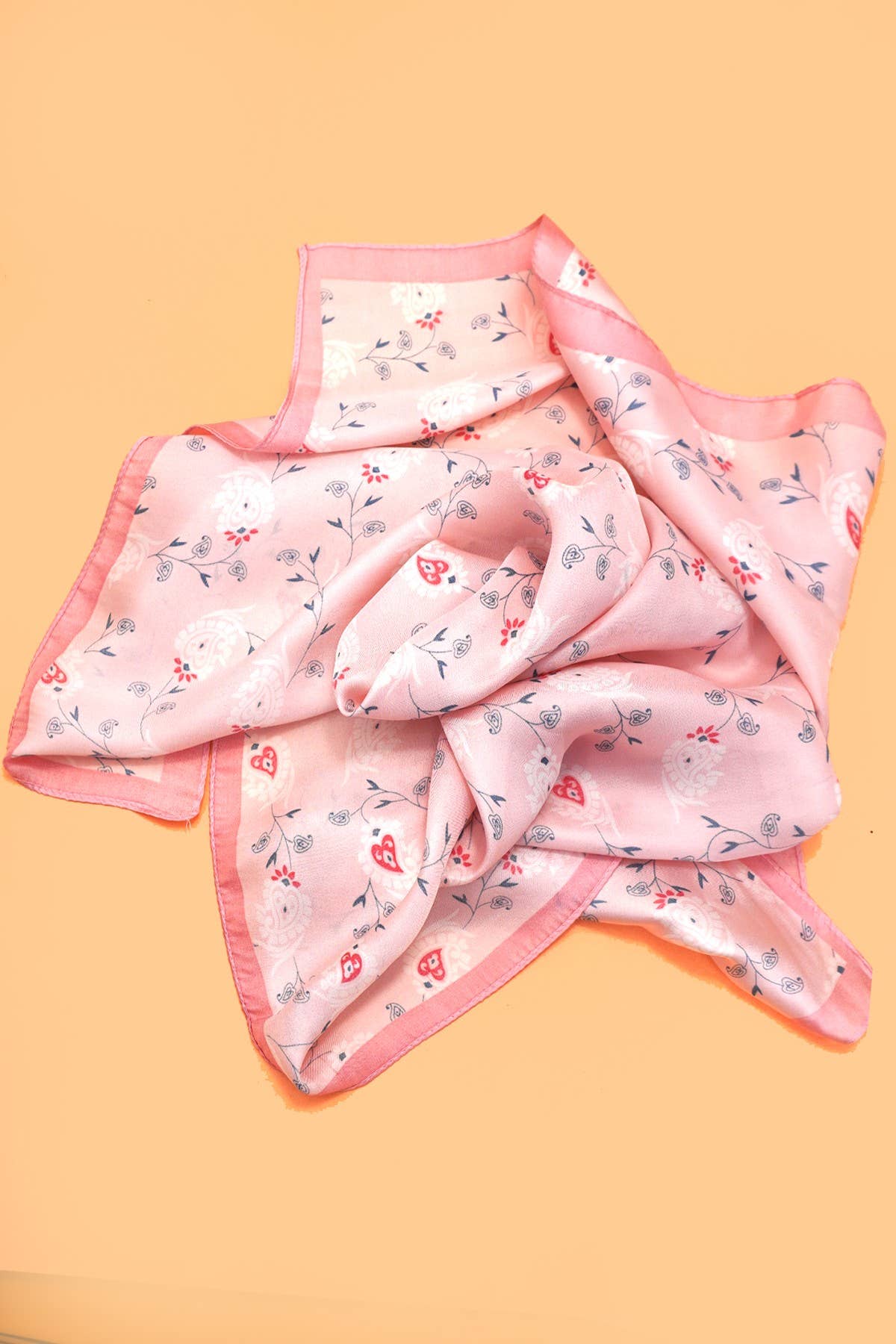Flower Print Silky Bandana Scarf