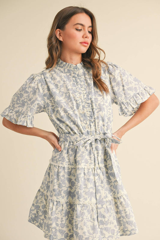 Flirty Ruffled Floral Button Down Mini Dress