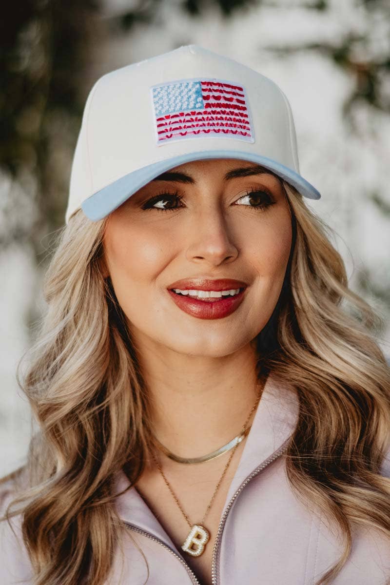 American Flag Fitted Hat