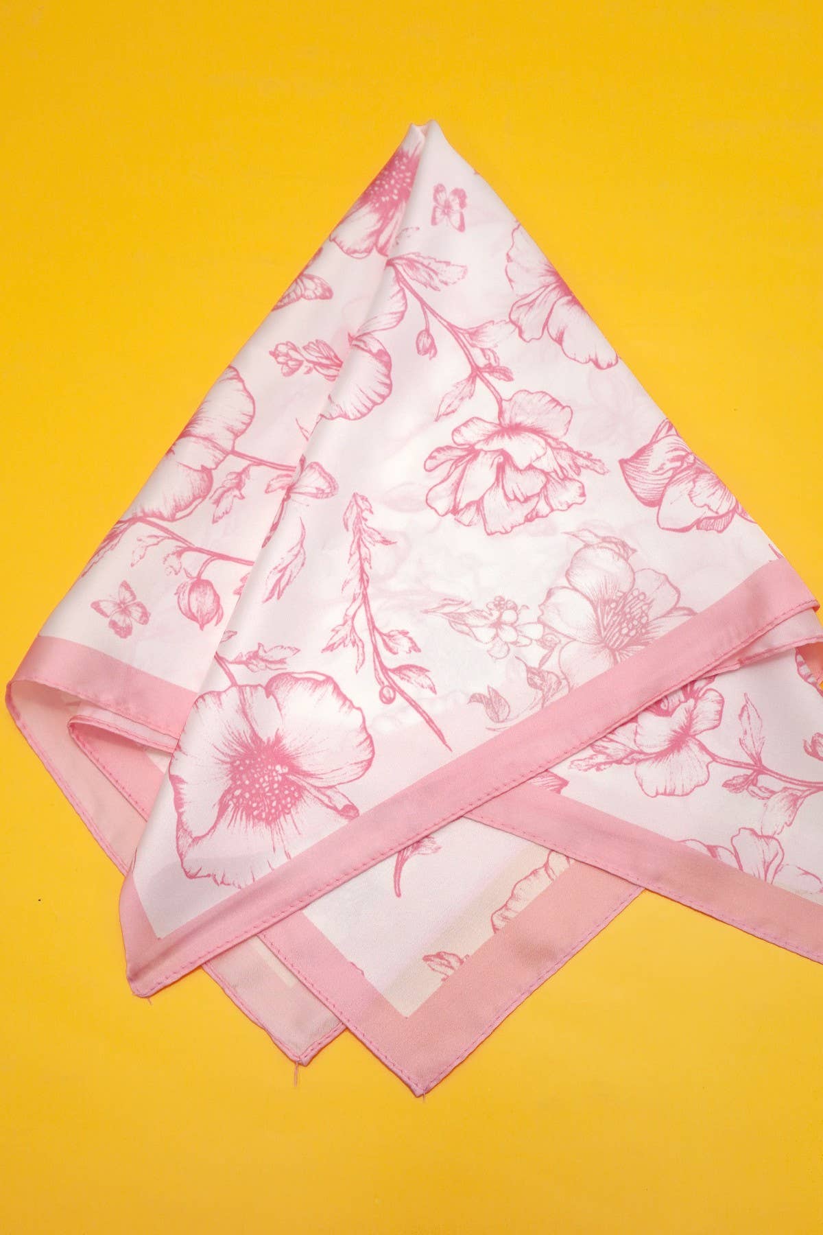 Petite Flower Print Silky Bandana Scarf
